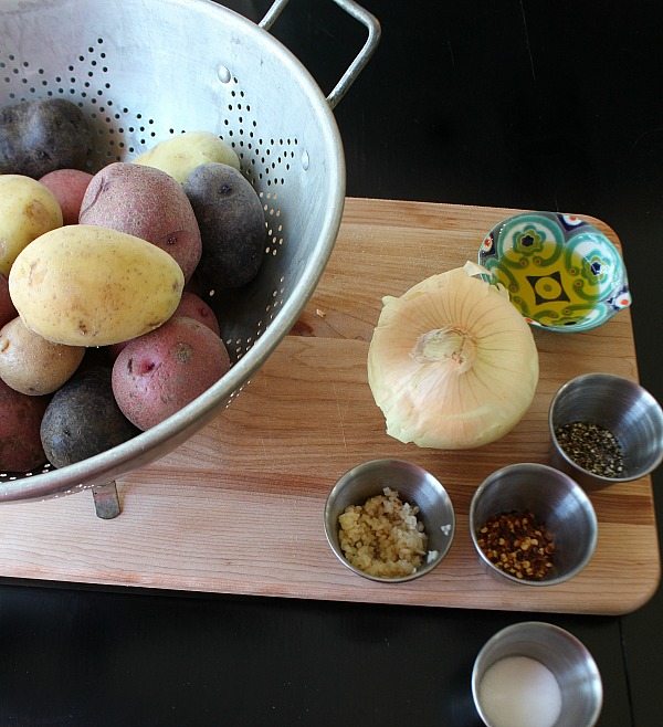 Ingredients for the iron skillet roasted potatoes recipe