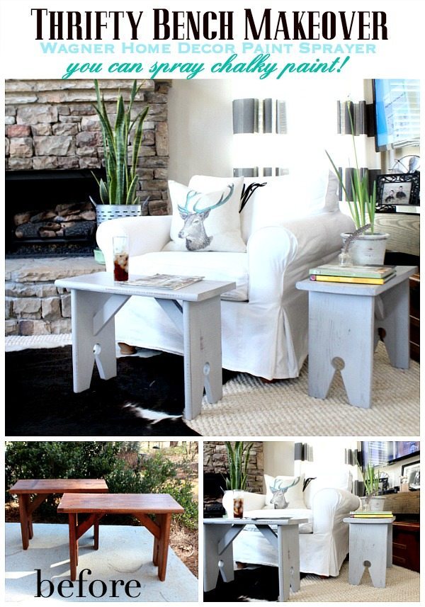 Thrifty Bench makeover with Wagner Home Decor Paint Sprayer