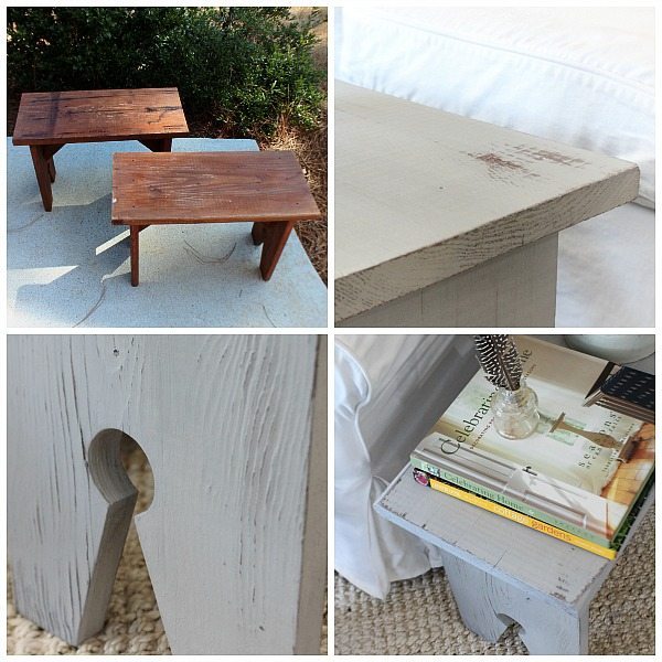 Thrifty stool makeover - Bench makeover with Wagner Home Decor Sprayer - Thrift store bench with chalk based paint