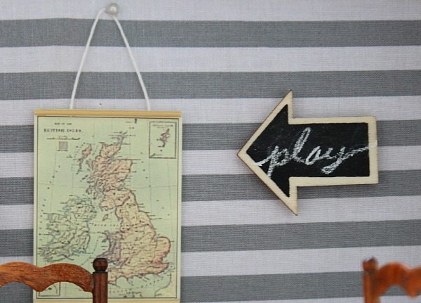 Dollhouse chalkboard and hanging map at Refresh Restyle