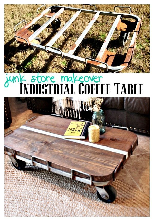 Industrial Coffee Table from junk store find at Refresh Restyle