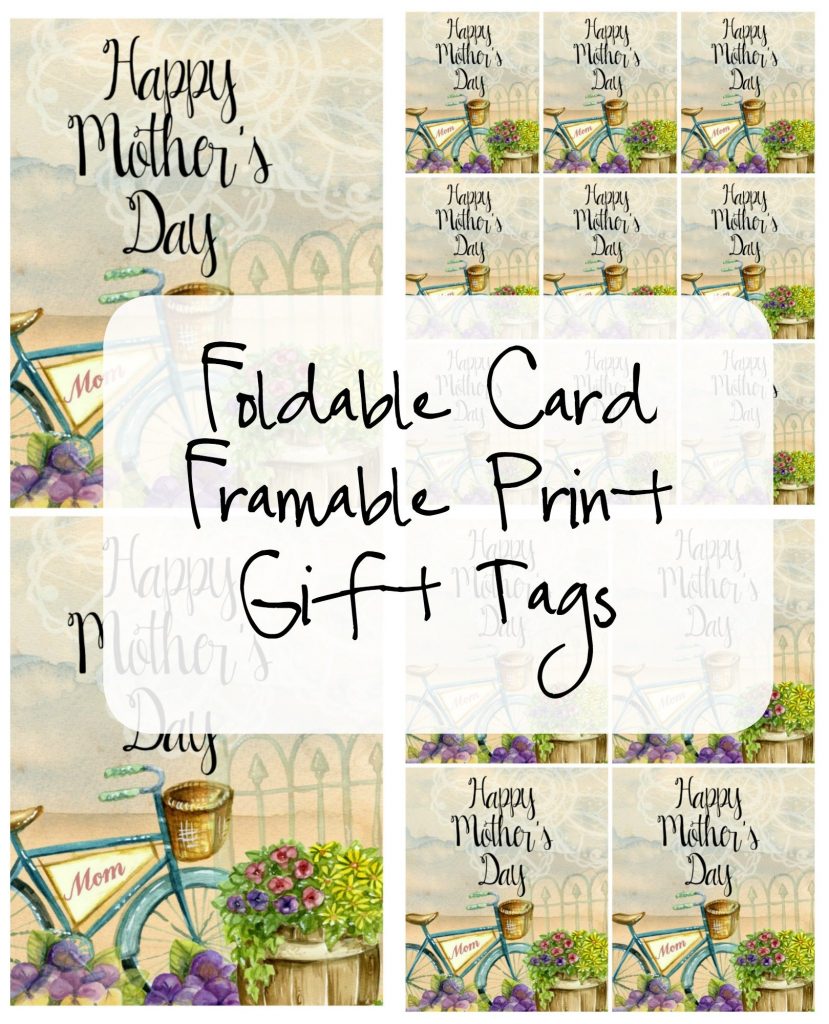 Mother's Day Foldable Card, Framable Print, Gift Tags