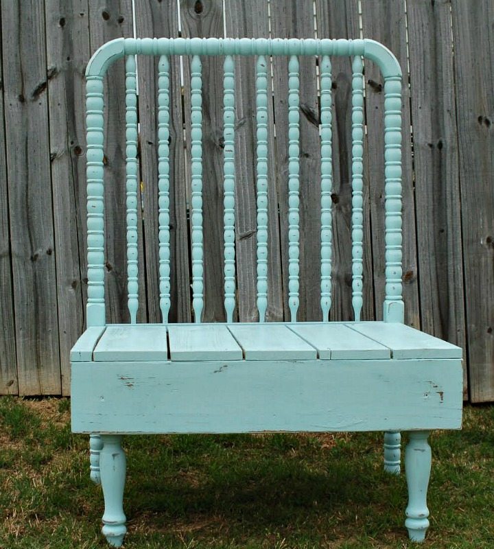 Baby bed bench with natural stain and paint Refresh Restyle furniture make over