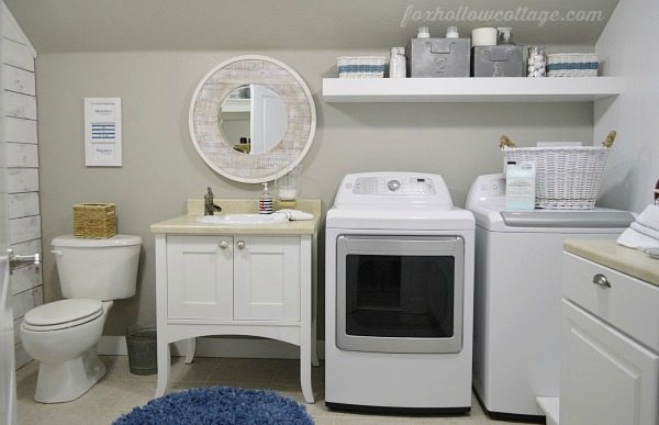 Fox Hollow Cottage Bathroom-Before-and-After-Makeover-white-pussywillow-grey-nautical-laundry-room-half-bath