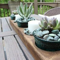 Great for the center of the table - How to Succulents in Pioneer Woman's bowl in a vintage sugar mold from Refresh Restyle