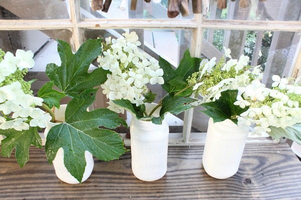 Make your own Milk Glass - use free mason jars and Valspar Milk Glass Paint details at RefreshRestyle.com