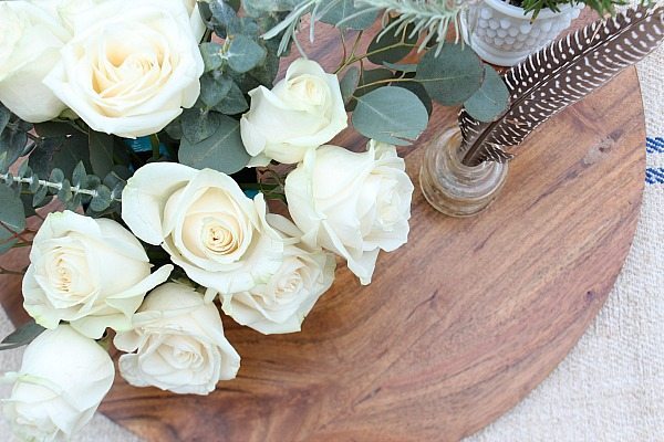 Roses in farmhouse fresh arrangement at Refresh Refresh