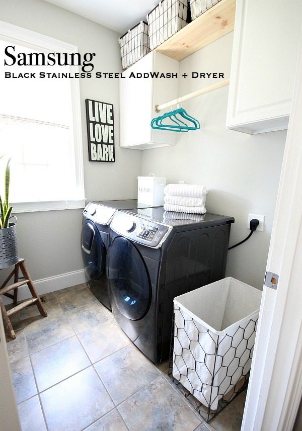 Laundry room makeover in 7 days plus a review of Samsung AddWash Washer and Dryer at Refresh Restyle