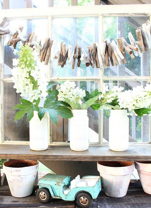 Make your own Milk Glass - use free mason jars and Valspar Milk Glass Paint details at RefreshRestyle.com