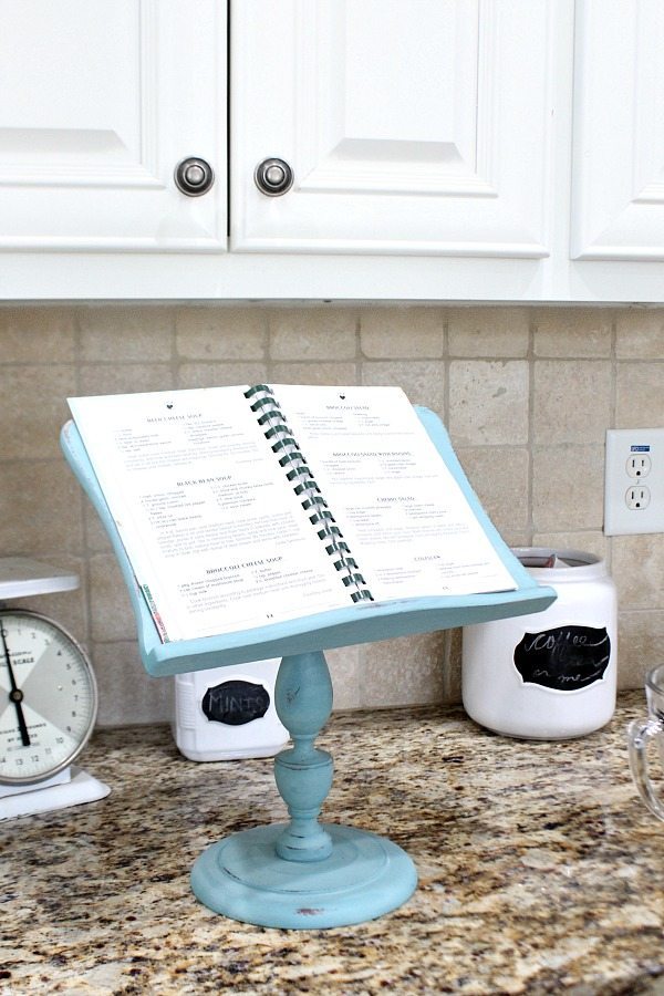 Thrifty makeover - iPad recipe holder at Refresh Restyle refreshed with Folk Art chalk paint