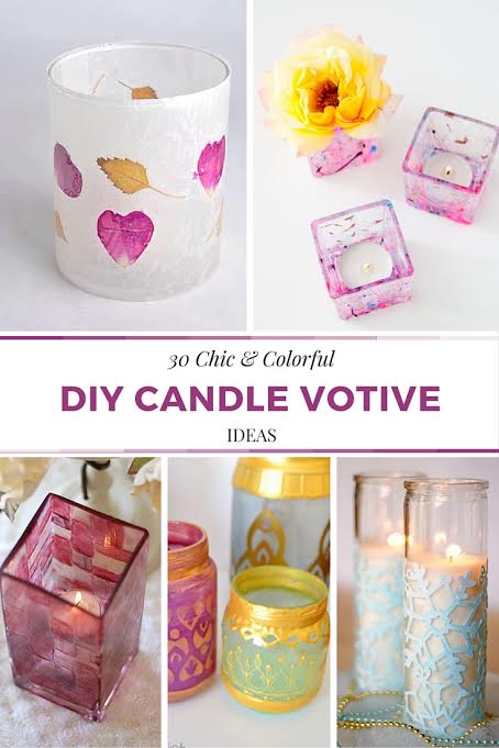 Upcycle and Repurposed - 30 Chic and Colorful DIY Candle Votive Ideas