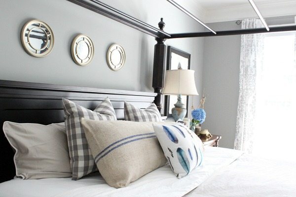 Feathers and plaids master bedroom tour at refreshrestyle.com