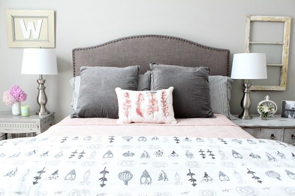 Soothing - Guest room with corals and gray at refreshrestyle.com