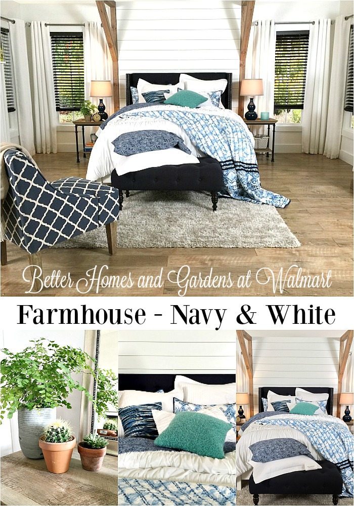 Farmhouse Bedroom  Navy  White  Refresh Restyle