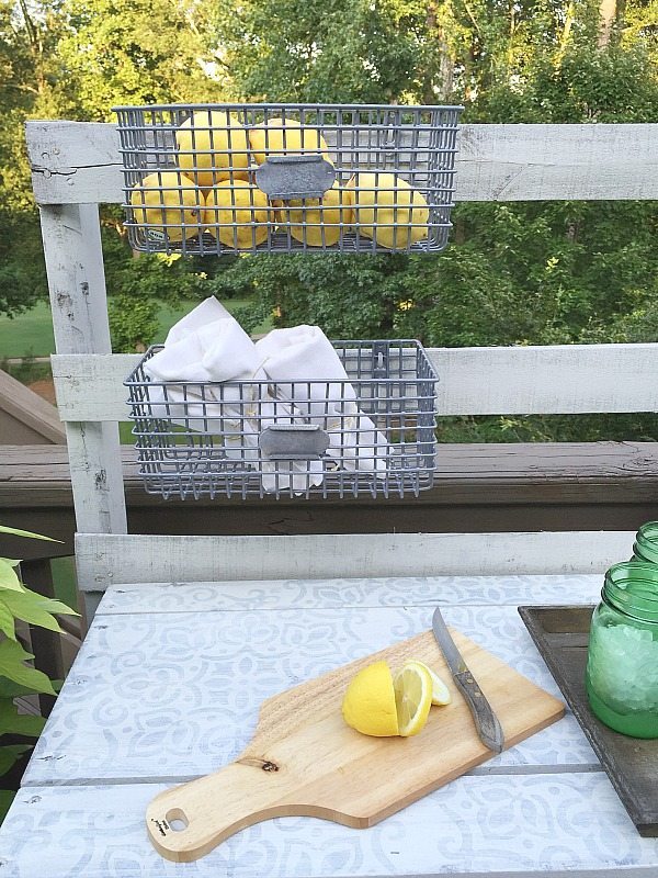 Rustic Pallet project - Dining -Rustic farmhouse serving area idea - Made from a pallet - outdoor potting table serves as buffet or drink service area