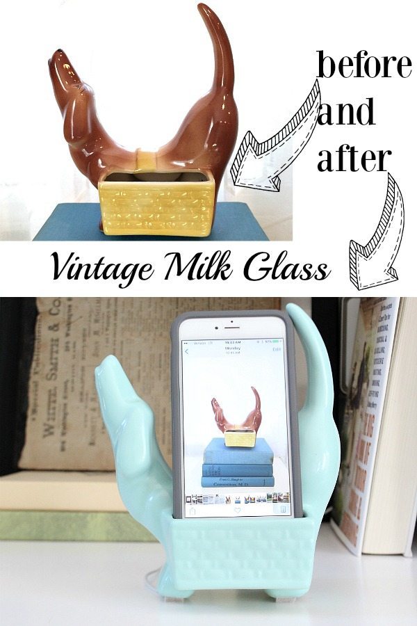 Vintage milk glass makeover now it holds my iPhone