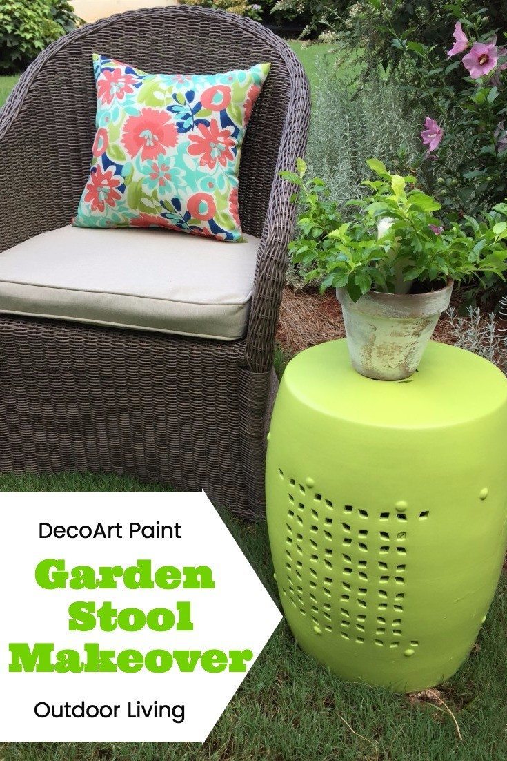 Garden Stool Makeover with DecoArt outdoor living paint