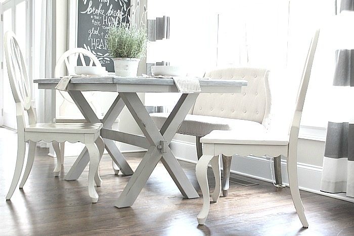 Light and Bright - Love the base of this farmhouse table perfect in gray tones