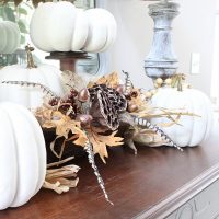 Light and bright fall idea with faux painted pumpkins