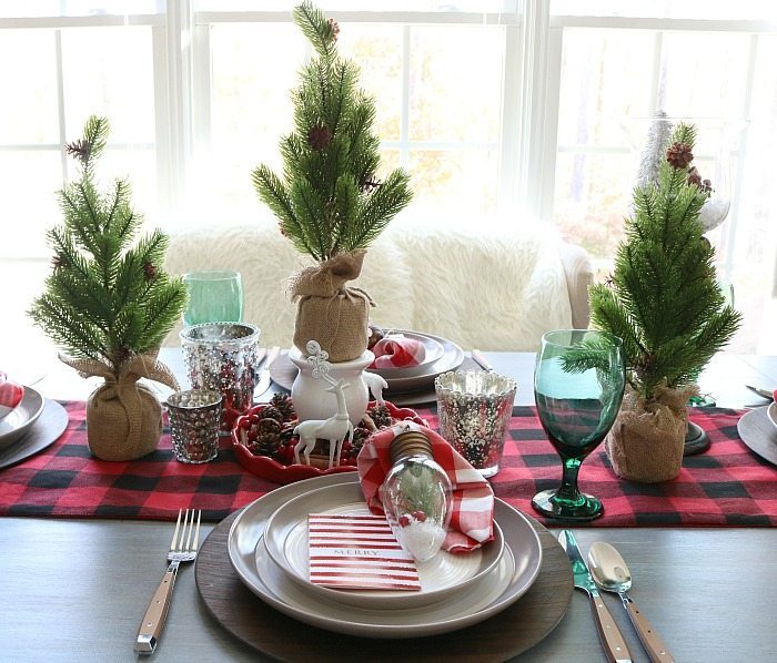 Buffalo check farmhouse Christmas table