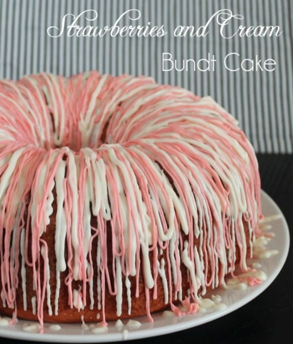 Strawberries and Cream Bundt Cake by Chocolate Chocolate and More, Valentines Gifts and Crafts via Refresh Restyle