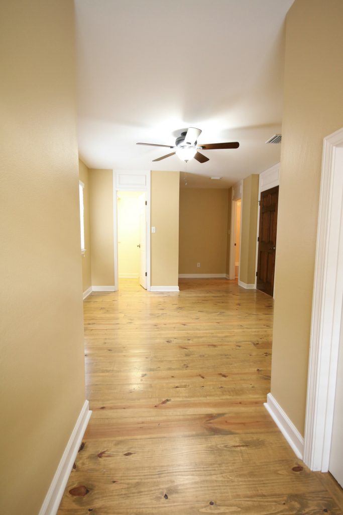 Finished pine floors in our Alabama farmhouse