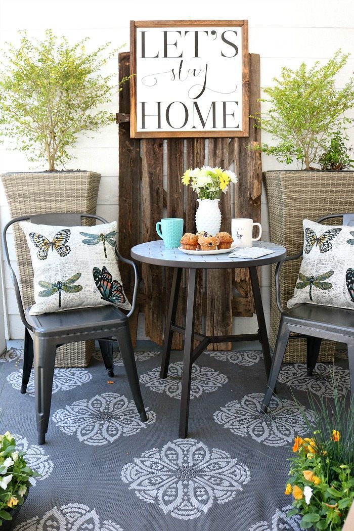 Farmhouse porch refresh perfect for breakfast or happy hour