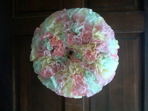 The Country Chic Cottage Coffee Filter Wreath, Spring Wreaths and Door Decor via Refresh Restyle