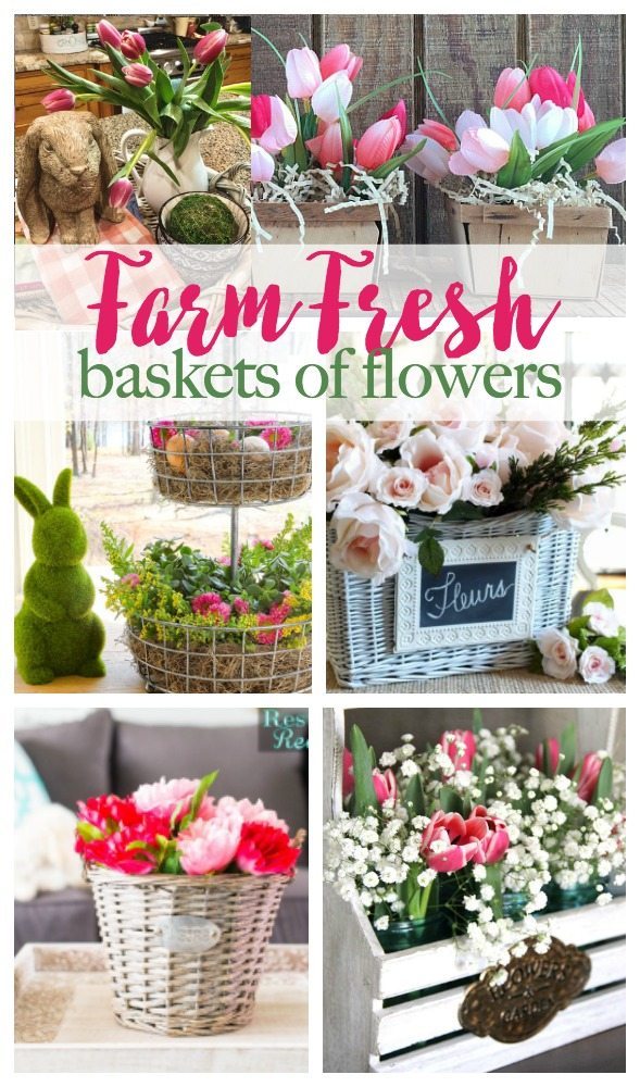 Spring flowers in baskets ideas for your spring farmhouse