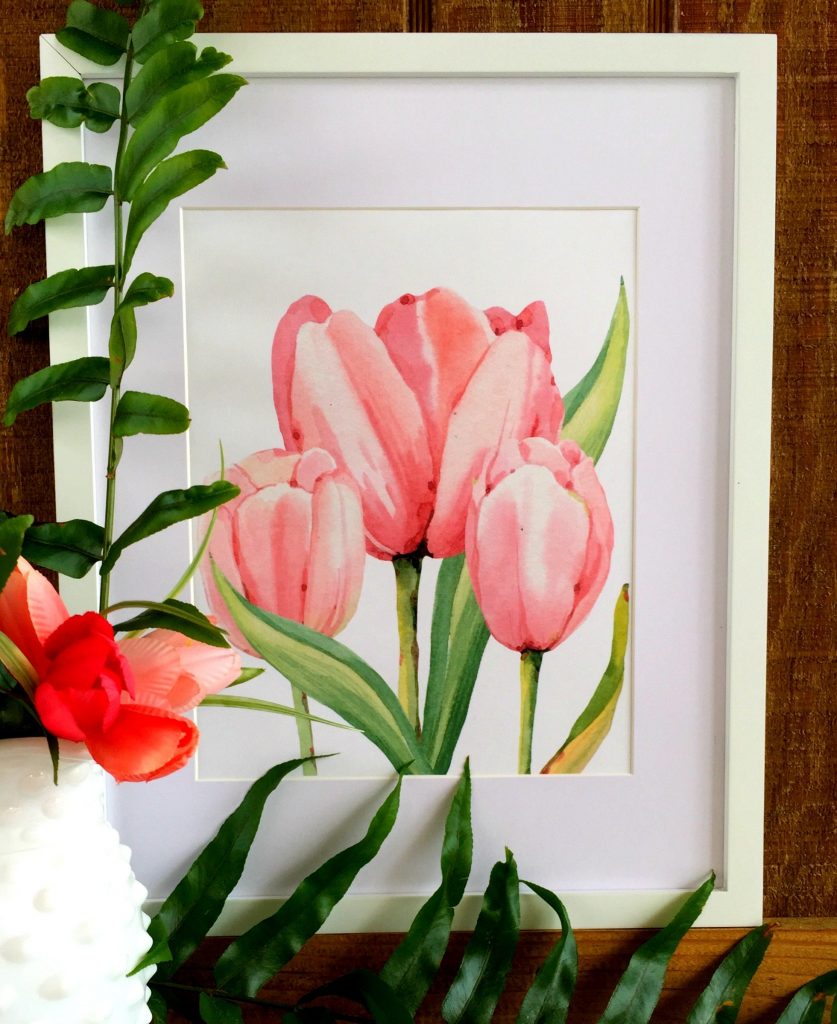 Watercolor tulips free to print and use at home