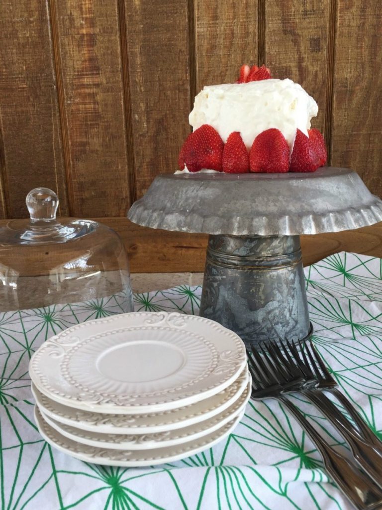 old pie tin makes a great cake plate