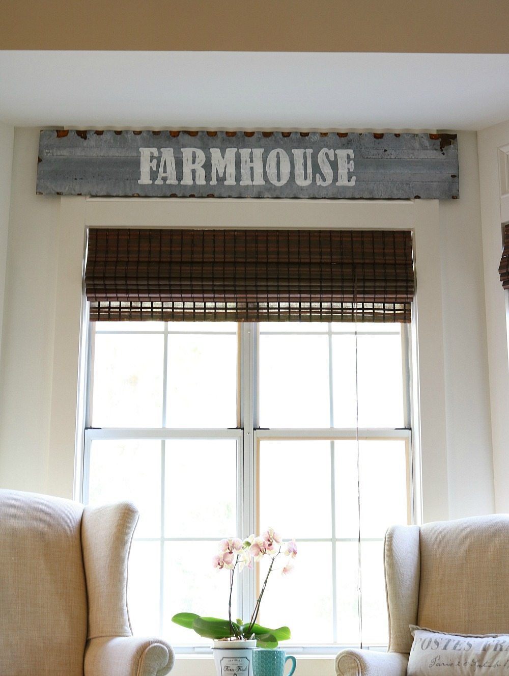 Chicken coop top for a metal farmhouse sign