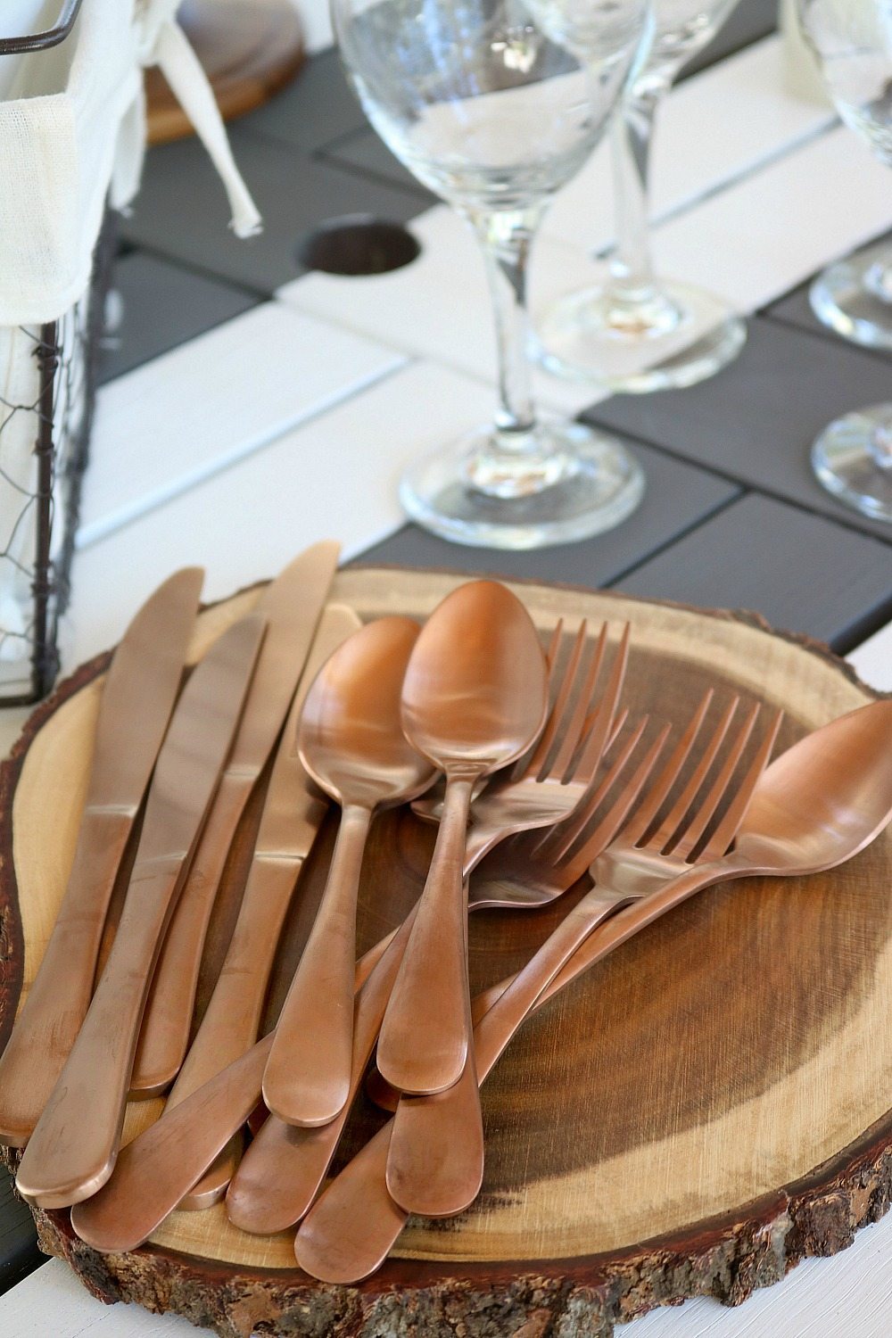 Copper tone flatware from Better Homes and Gardens at Walmart