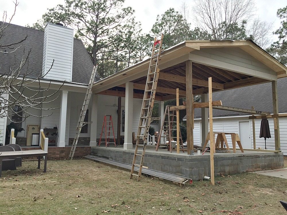 Outdoor entertaining area in process working on the roof at Refresh Restyle