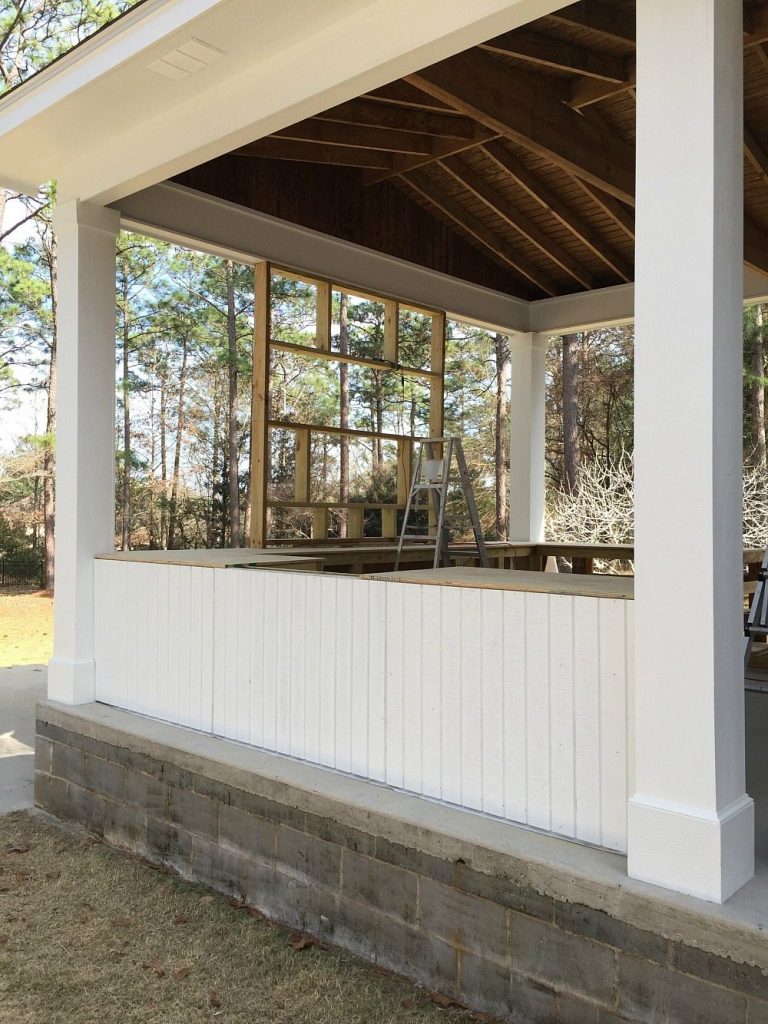 Painted T1 11 added to the back of the cabinets on the outdoor kitchen at Refresh Restyle