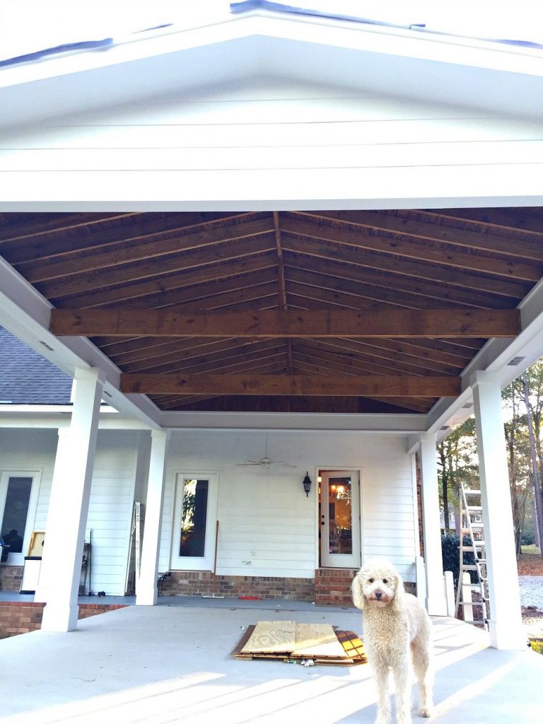 Painted masonite waiting for the finishing touches at Refresh Restyle porch