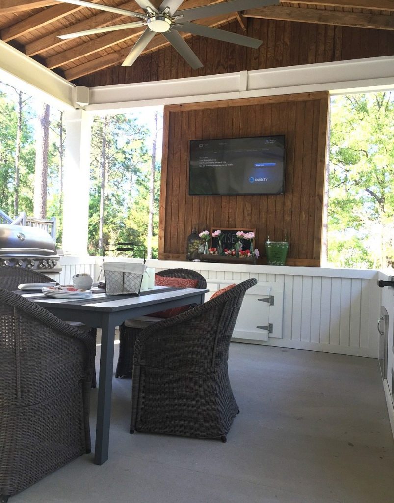 TV surround sound on the farmhouse porch at Refresh Restyle