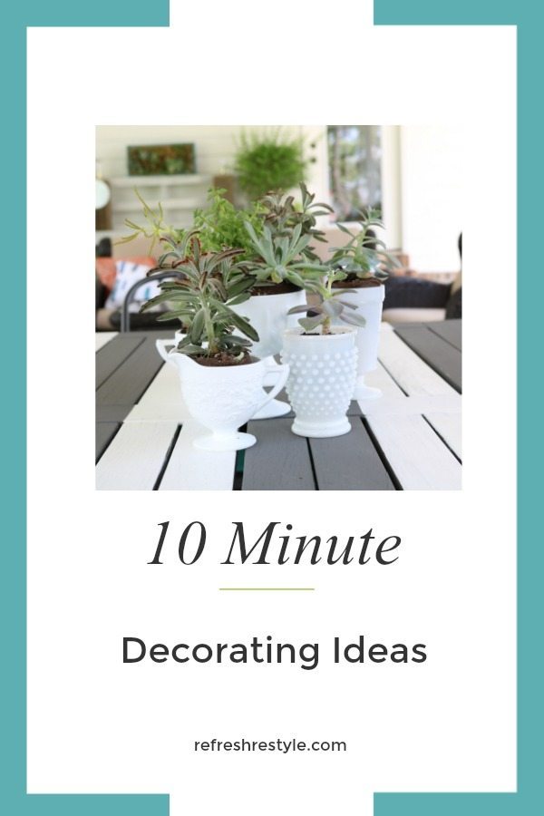 10 Minute Decorating Ideas with succulents and milk glass