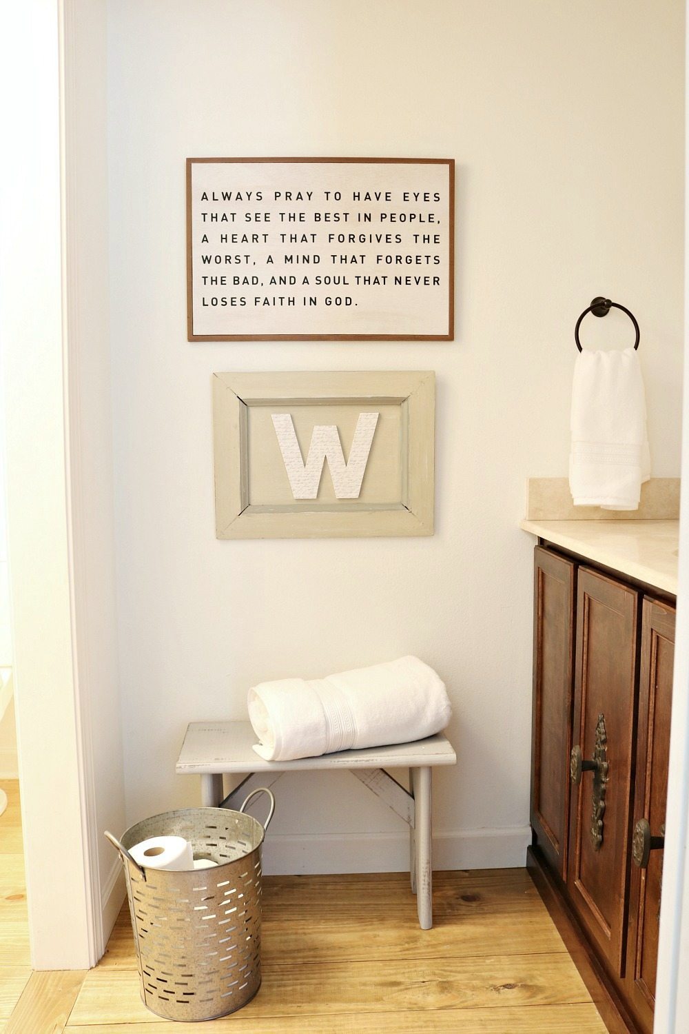 Farmhouse guest bath refresh keep it simple and minimal