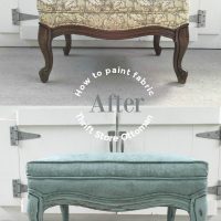 Thrift Store Ottoman makeover you can paint fabric