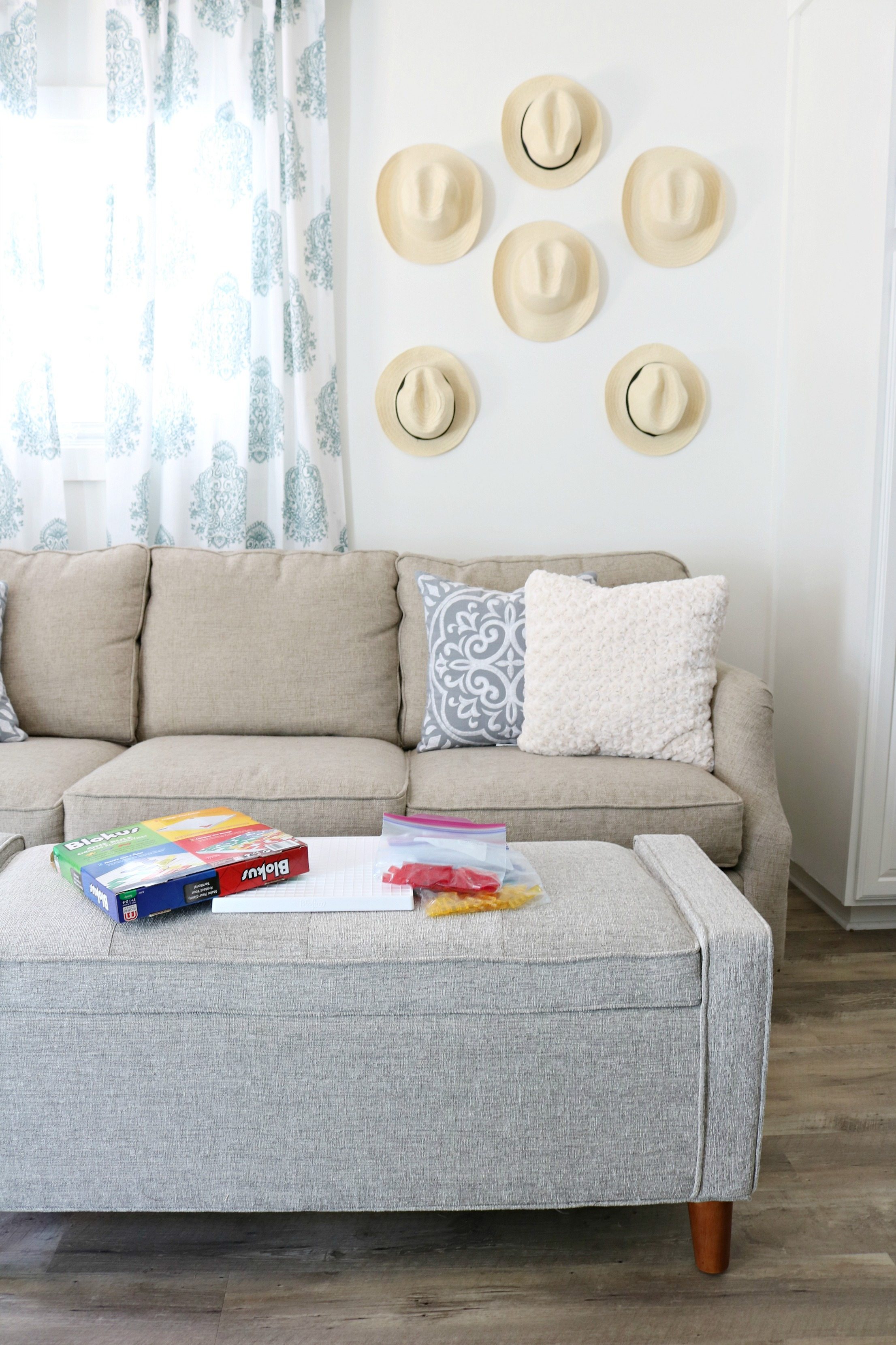 Warm grays and simple decor for a small living room