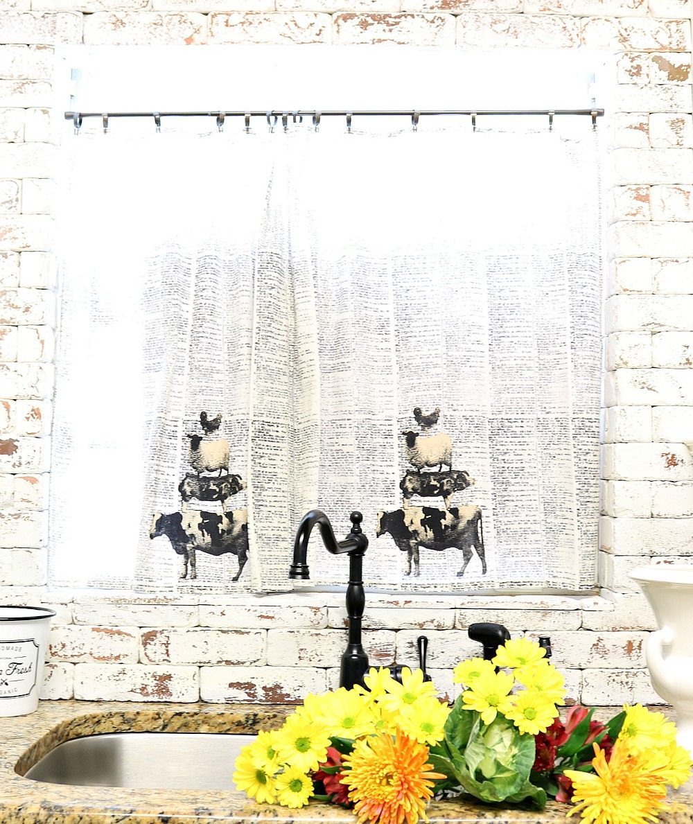 Kitchen Dish Towels Turned Kitchen Curtains