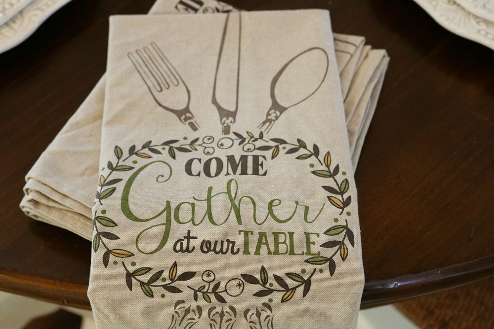 Dish towels for napkins on a fall table