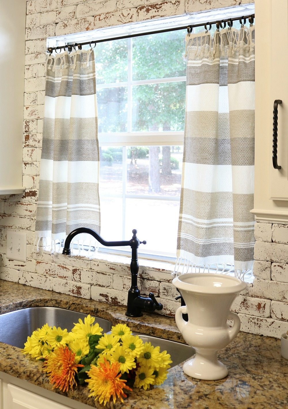 Kitchen Dish Towels Turned Kitchen Curtains