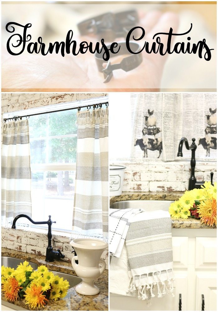 Easy to make farmhouse curtains for the kitchen window at Refresh Restyle