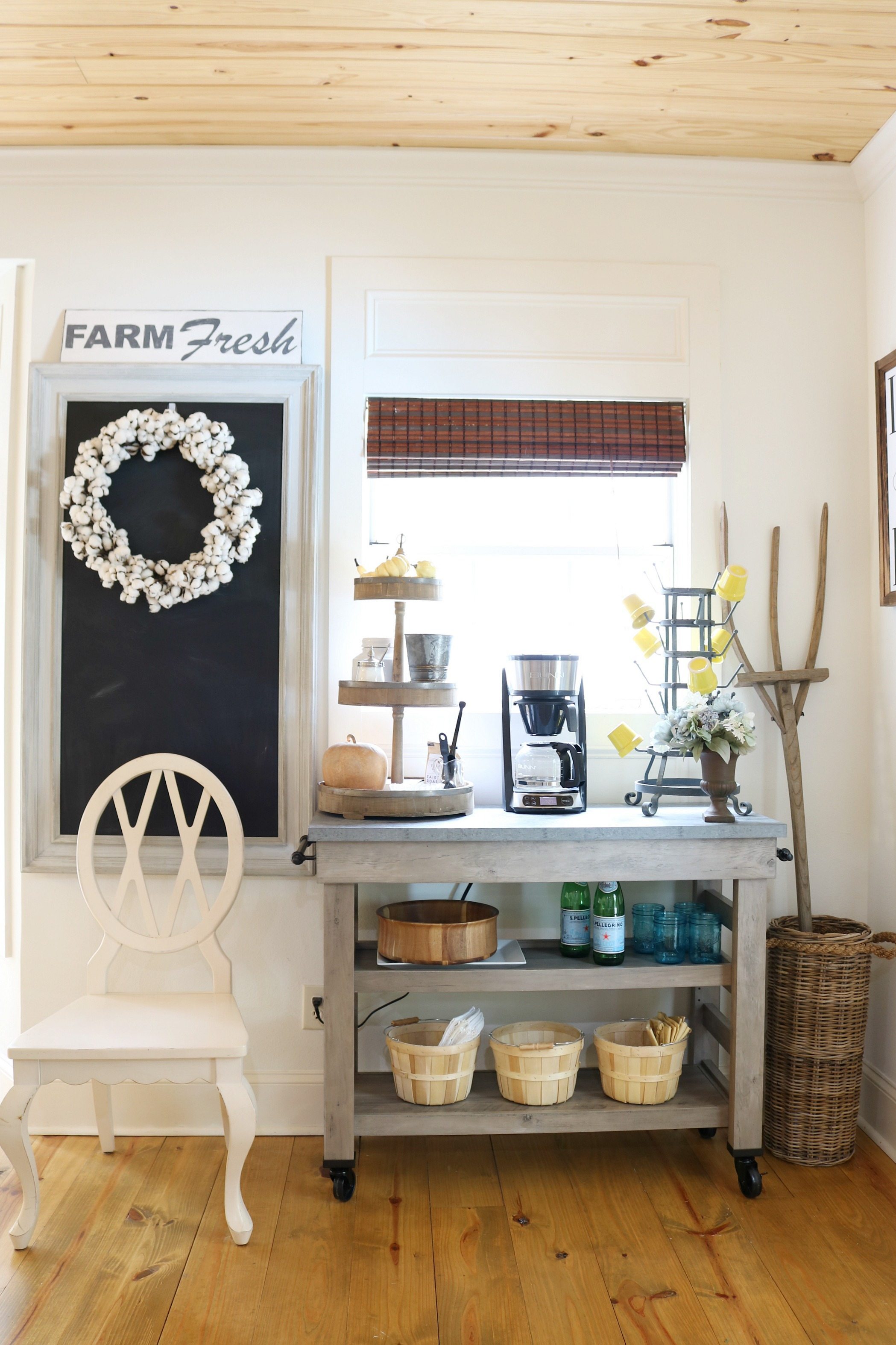 Farmhouse cart for coffee station