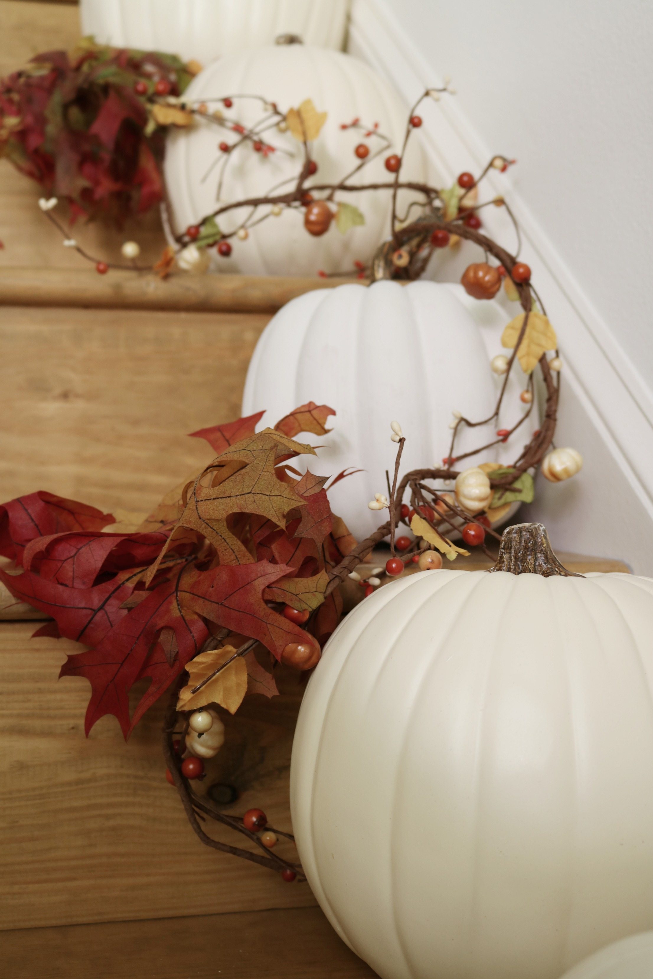 Pumpkins lining the stairs