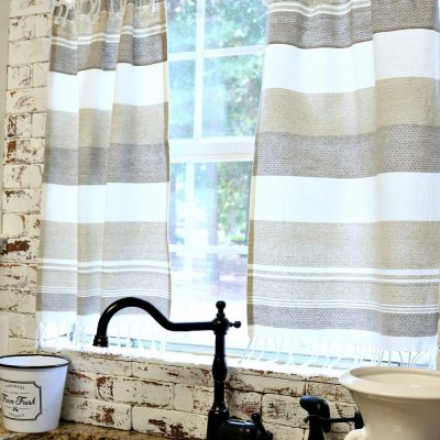 Simple kitchen curtains made with dish towels at Refresh Restyle