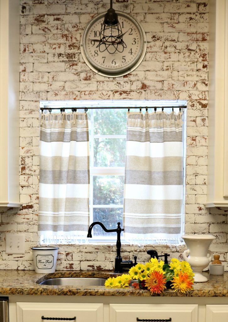 Painted real brick distressed sink area