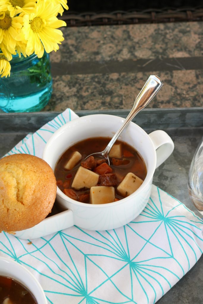 Progresso soup and cornbread for two empty nesters